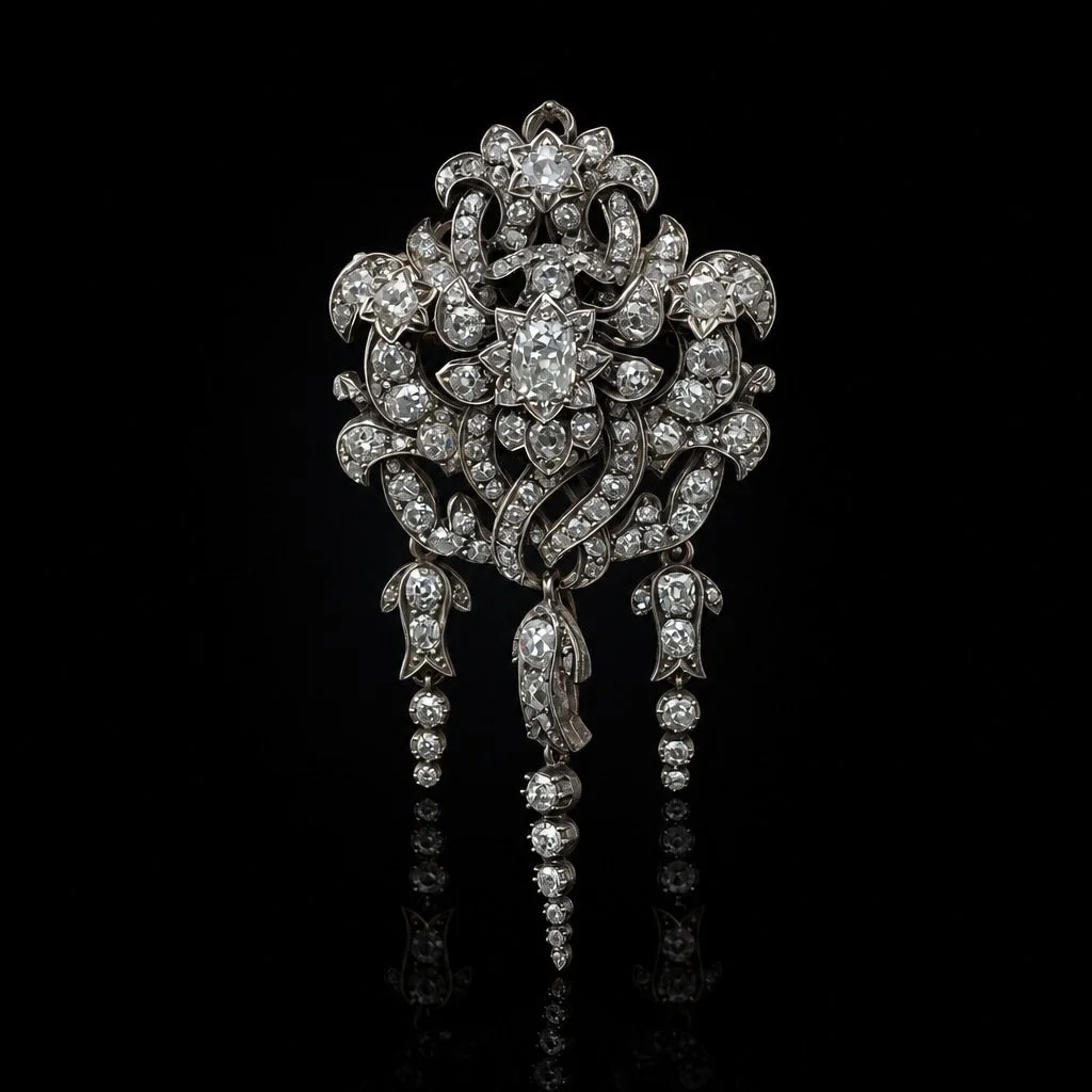 Victorian Diamond Brooch & Pendant with Articulated Drops
