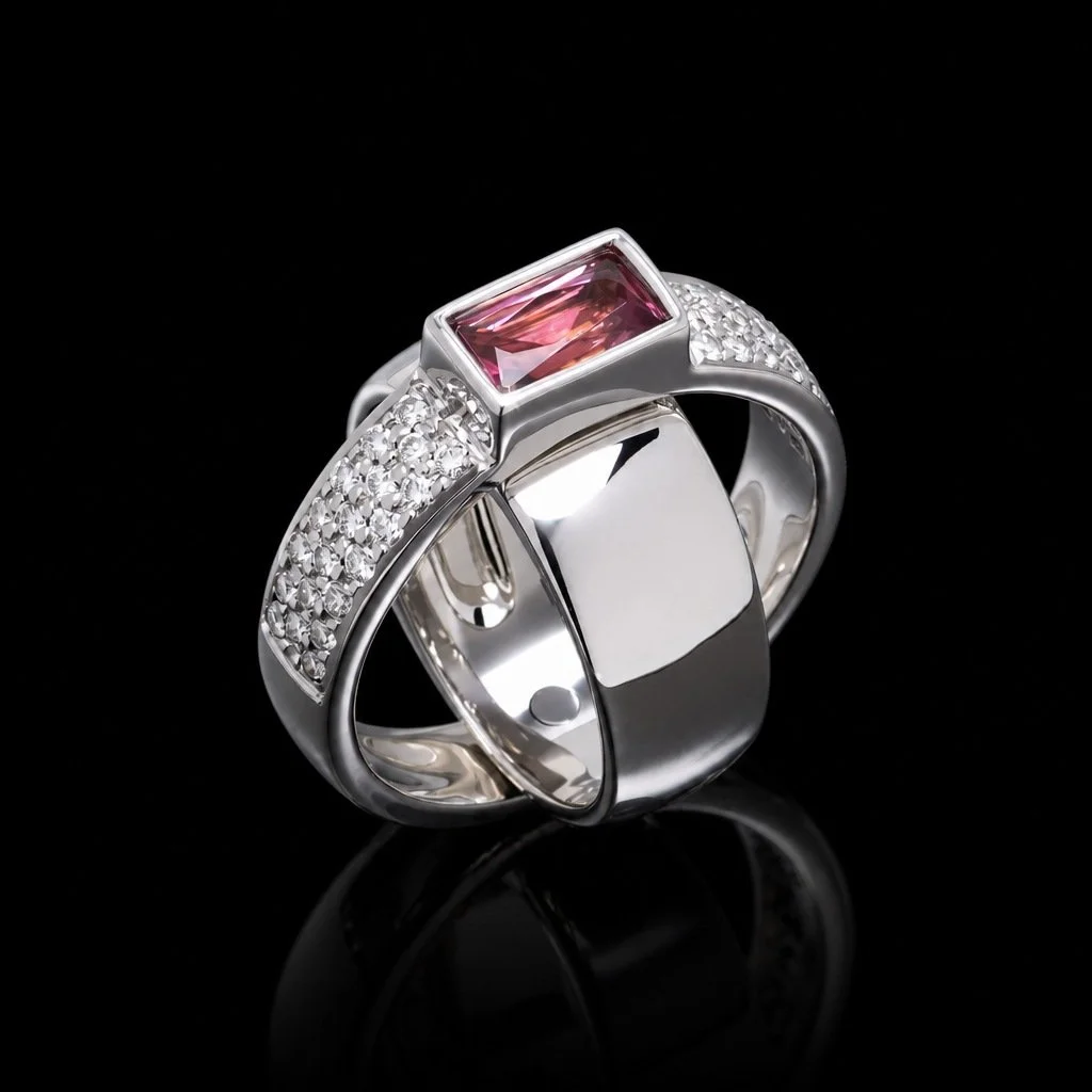 Piaget Possession 18KT White Gold Ring, Pink Tourmaline and Diamonds