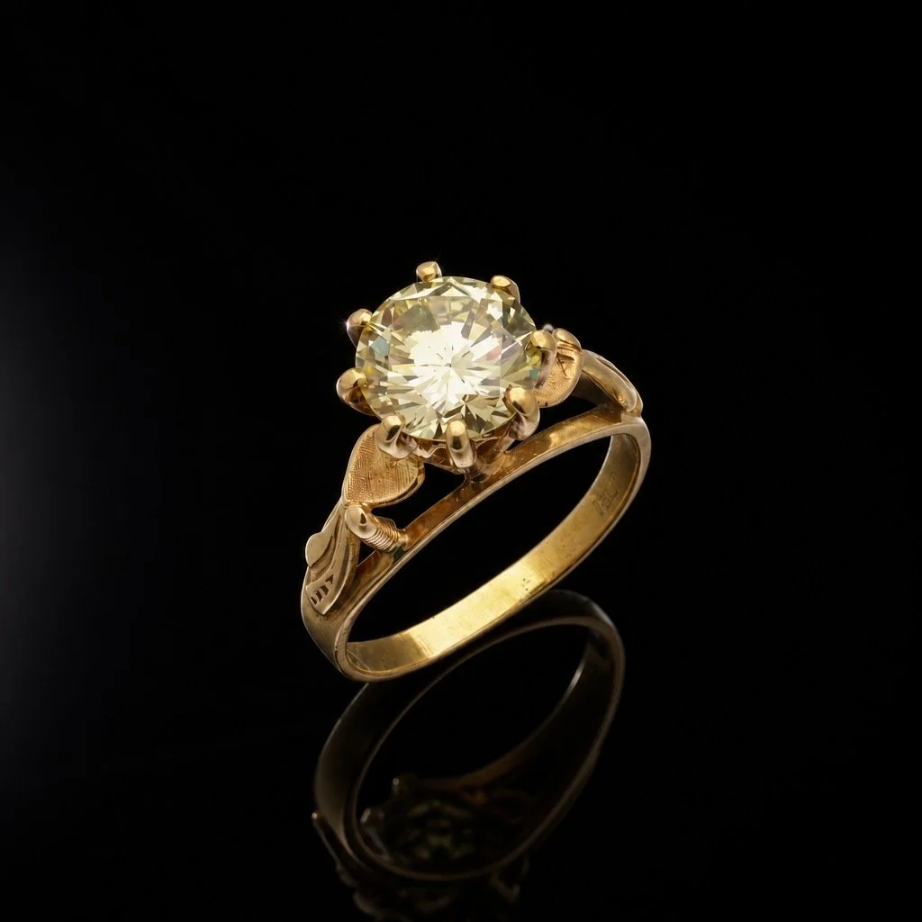 Vintage Yellow Diamond Solitaire Ring, 2.20 ct, 18KT Gold