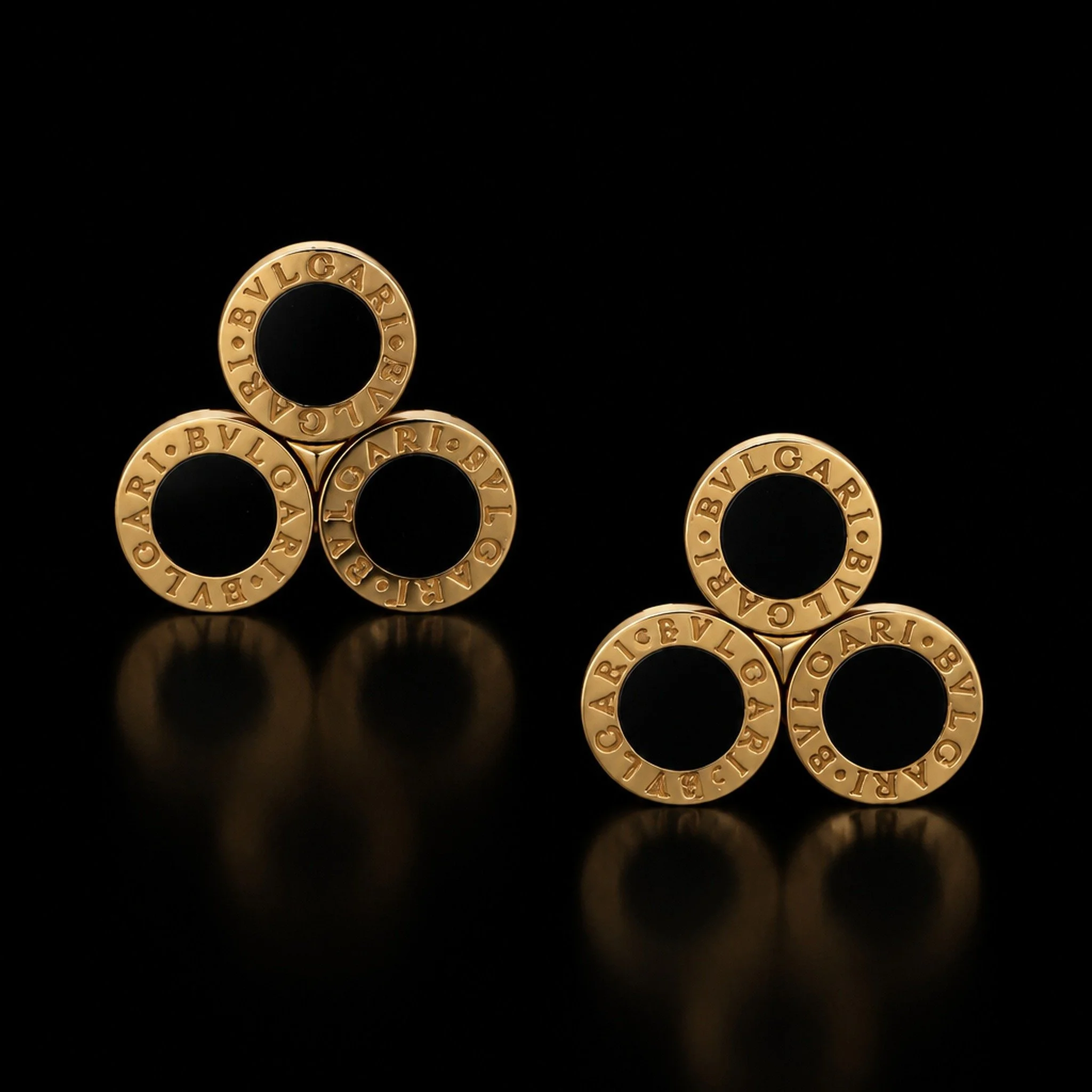 Bulgari Bulgari 18KT Gold and Onyx Trefoil Clip Earrings