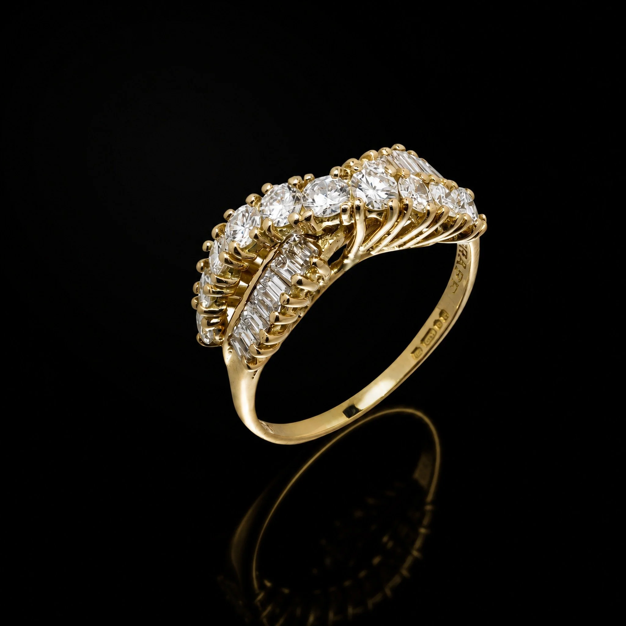 Graff 18KT Gold Baguette and Brilliant Cut Diamond Crossover Ring, 1.00 ct