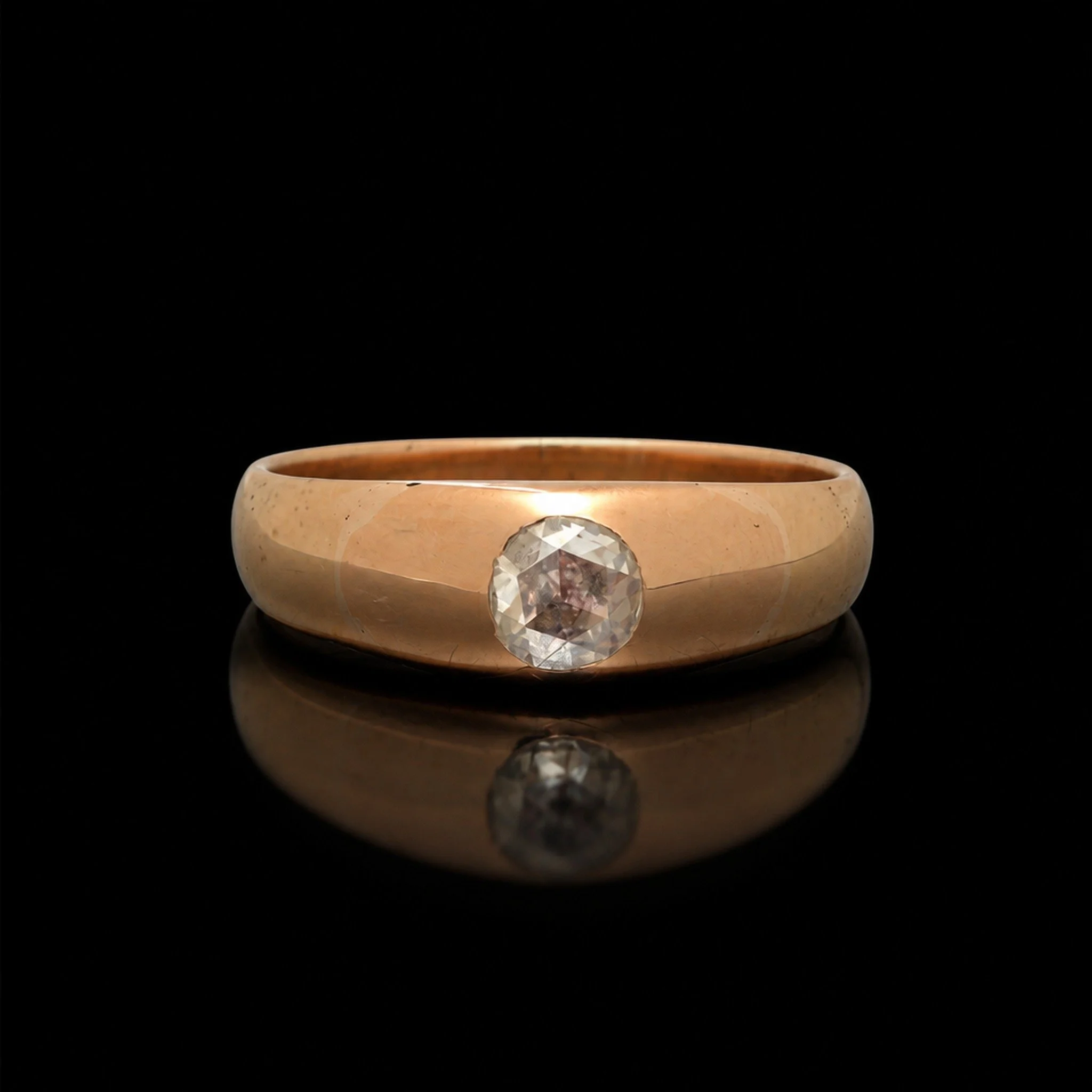 Antique 14KT Gold Rose Cut Diamond Gypsy Ring, 0.50 ct