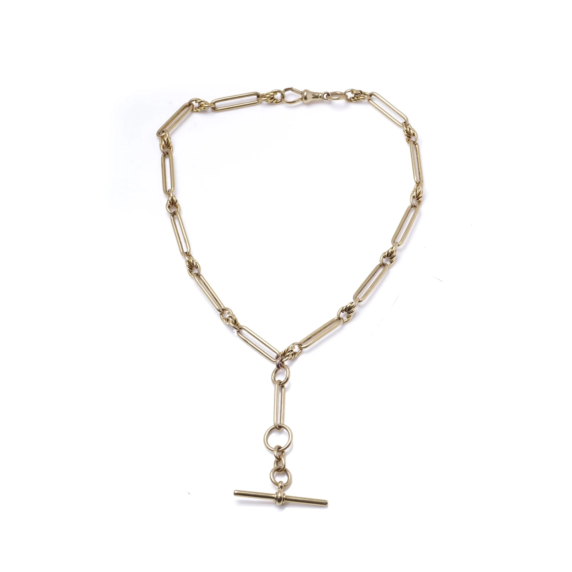 SOLD - 18kt Gold Albert Chain trombone paperclip Necklace