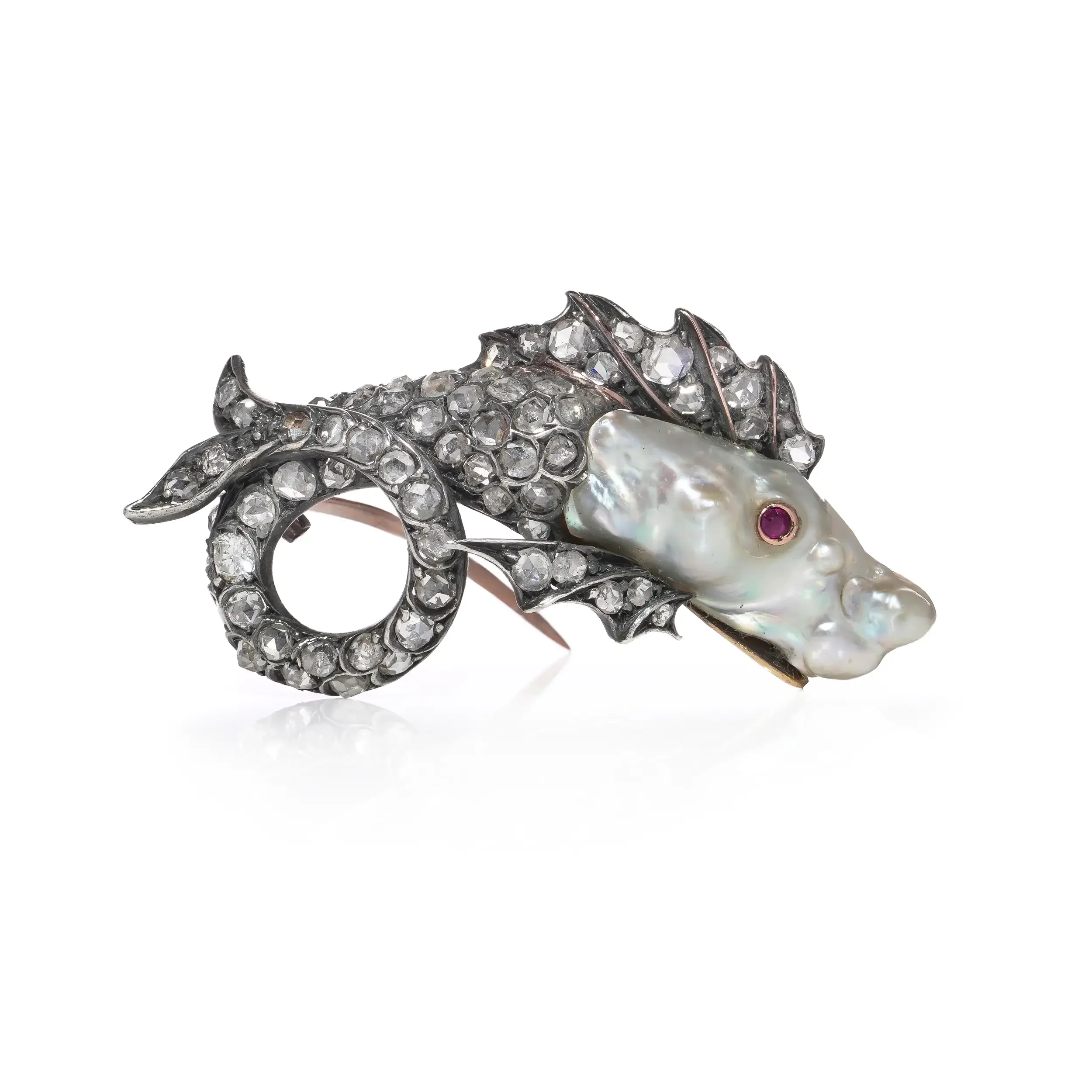 Victorian-9kt-gold-silver-natural-pearl-ruby-rose-cut-diamond-fish-brooch-Mozeris-Fine-Antiques1.webp