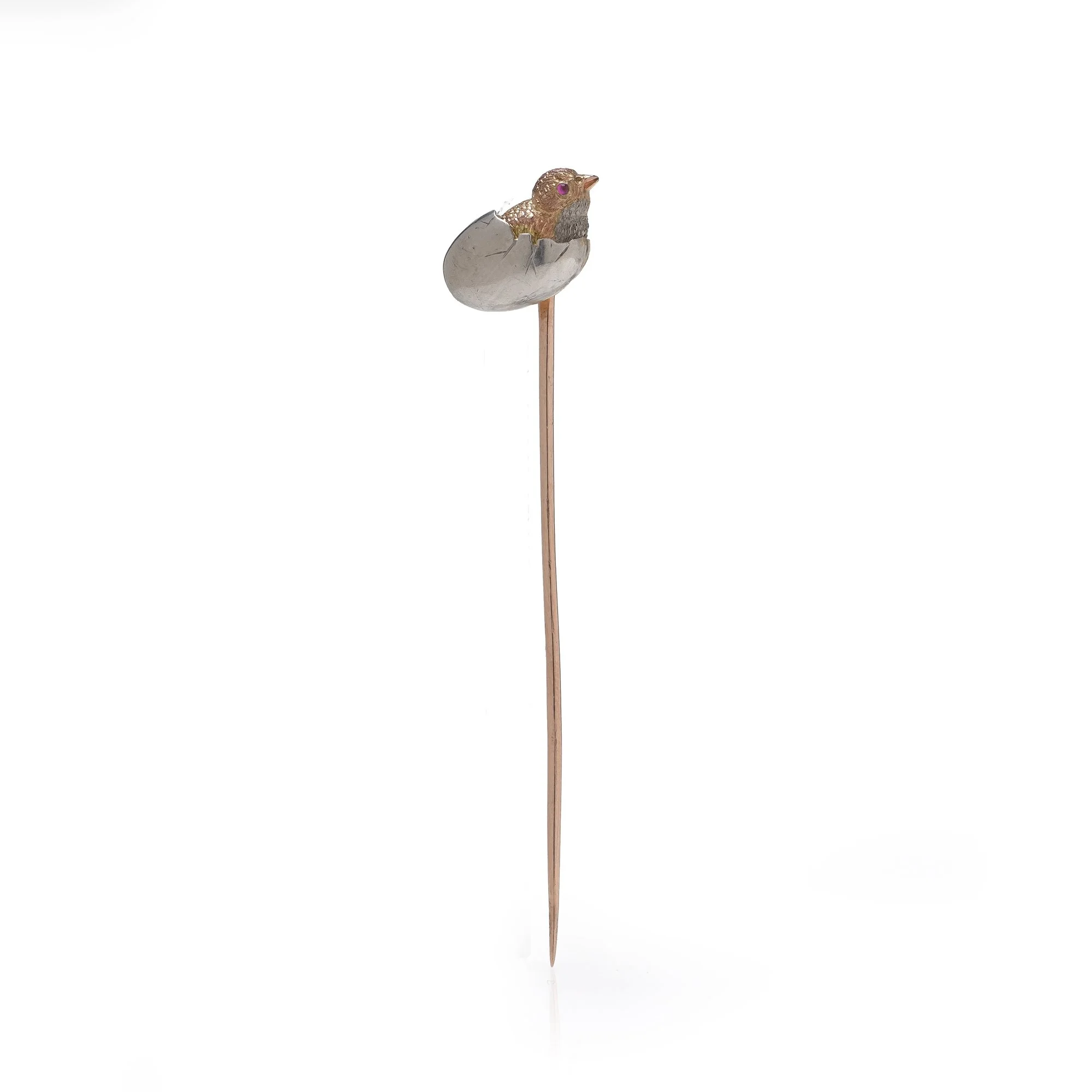Early 20th Century 9KT Gold Chick in Egg Stick Pin