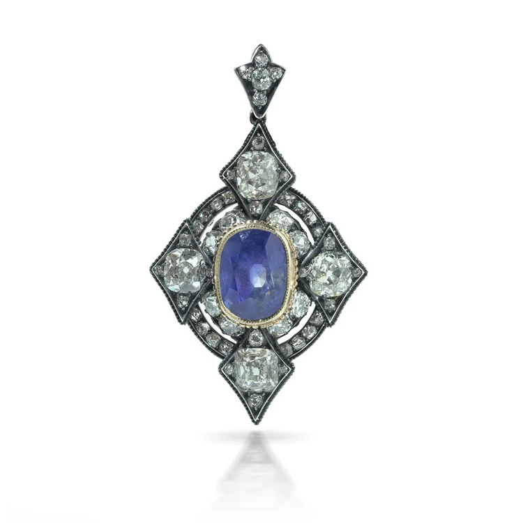 Important Victorian 14.68ct Burmese Sapphire and Diamond Pendant