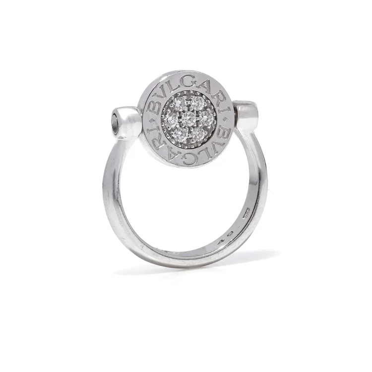 18KT White Gold BVLGARI Diamond Spinner Ring