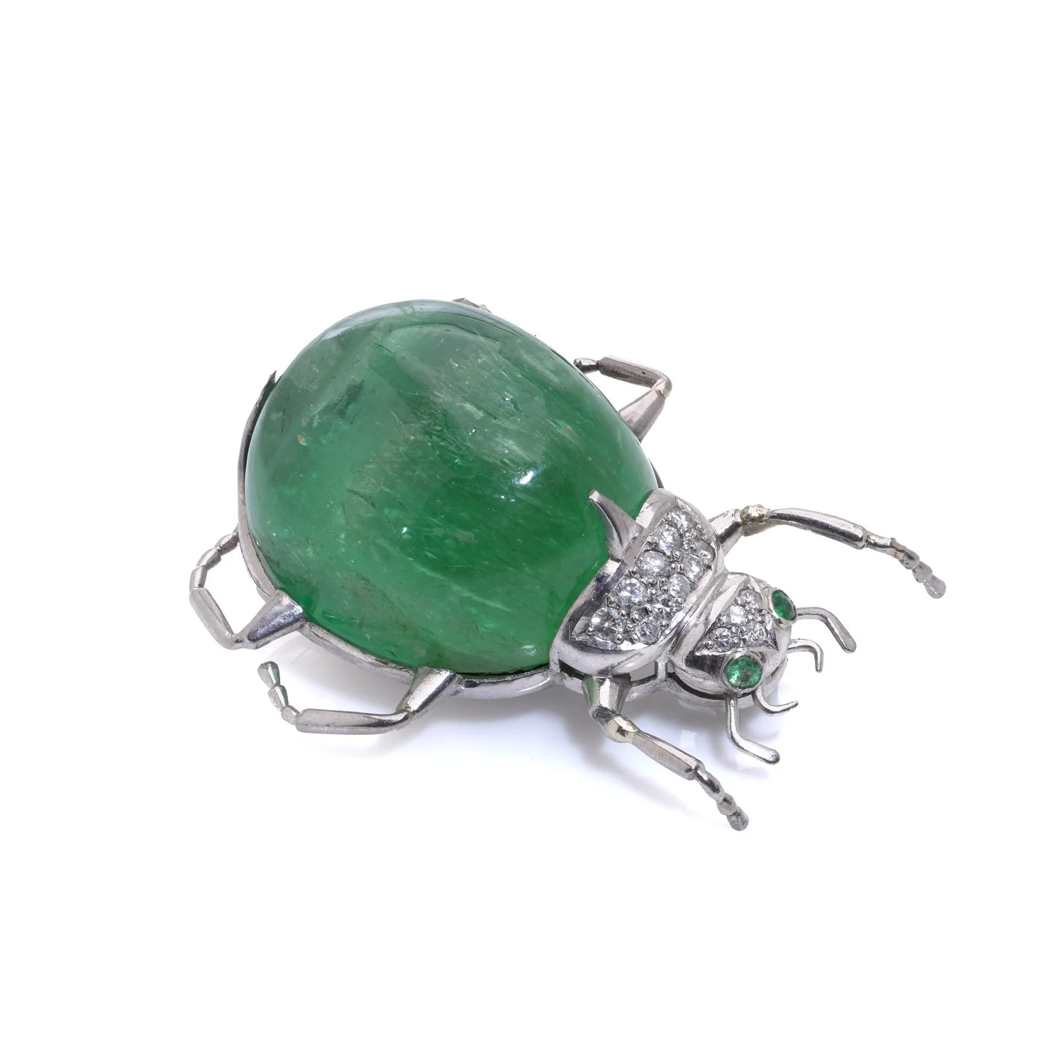 Vintage 18KT Gold Chrysoberyl Beetle Brooch with Diamonds