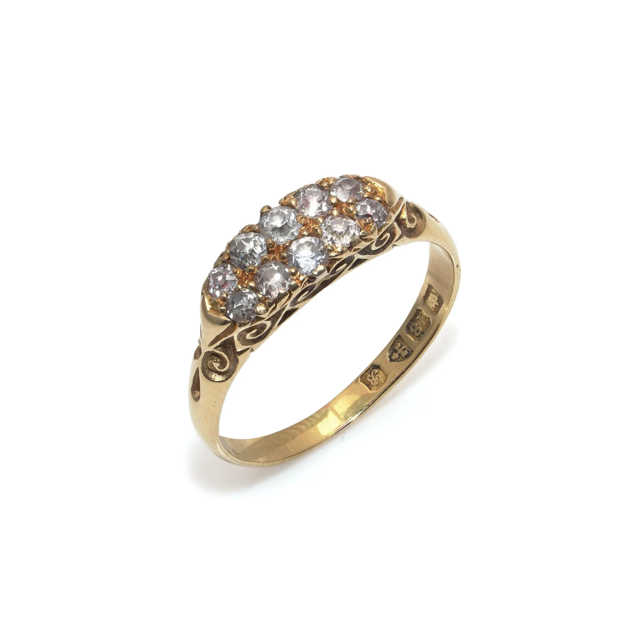 Antique Edwardian 18KT Gold Old Cut Diamond Ring, Chester 1902