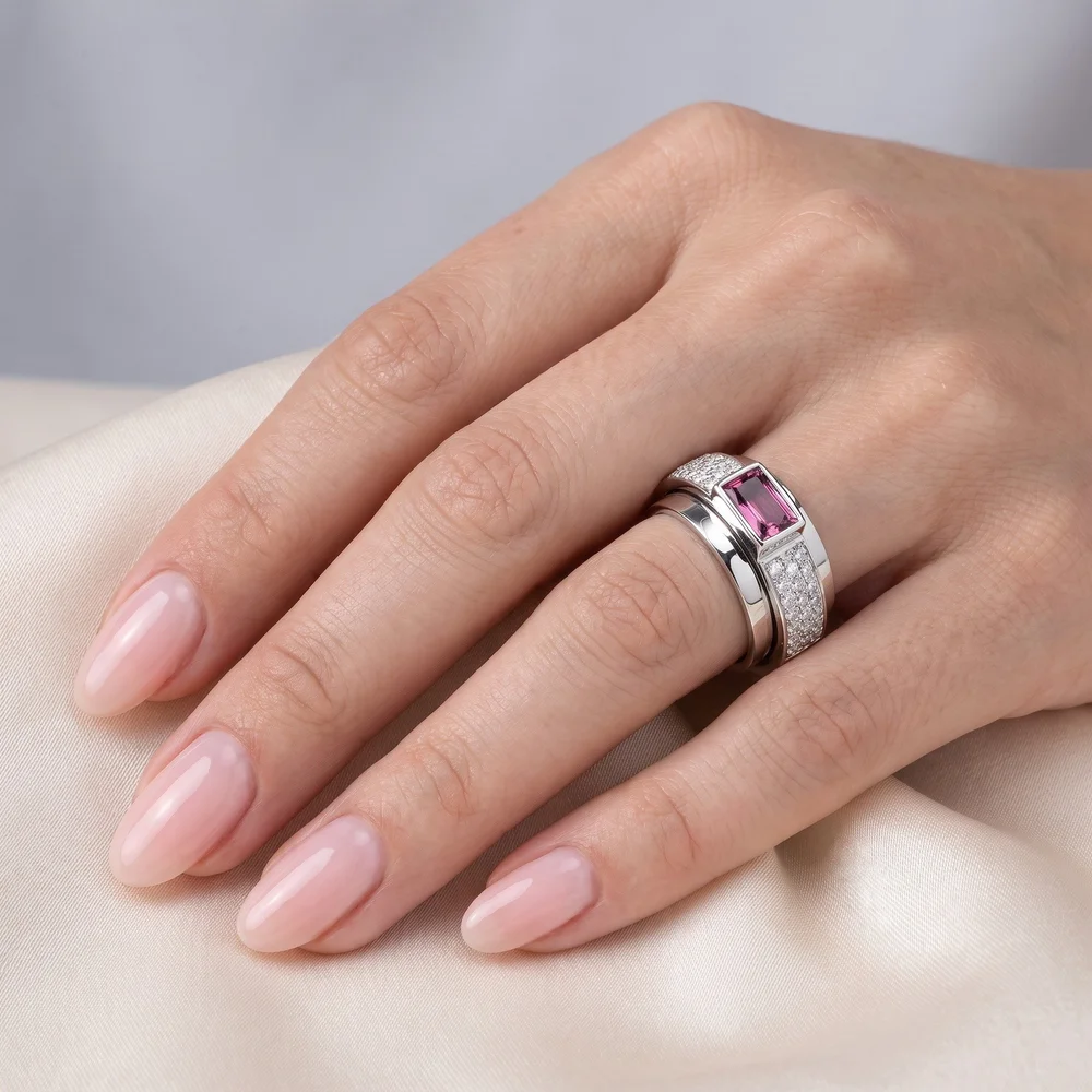 Piaget Possession 18KT White Gold Ring, Pink Tourmaline and Diamonds