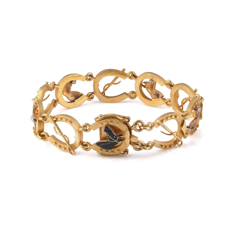 Victorian 22KT Gold Horse Motif Bracelet, Birmingham 1899