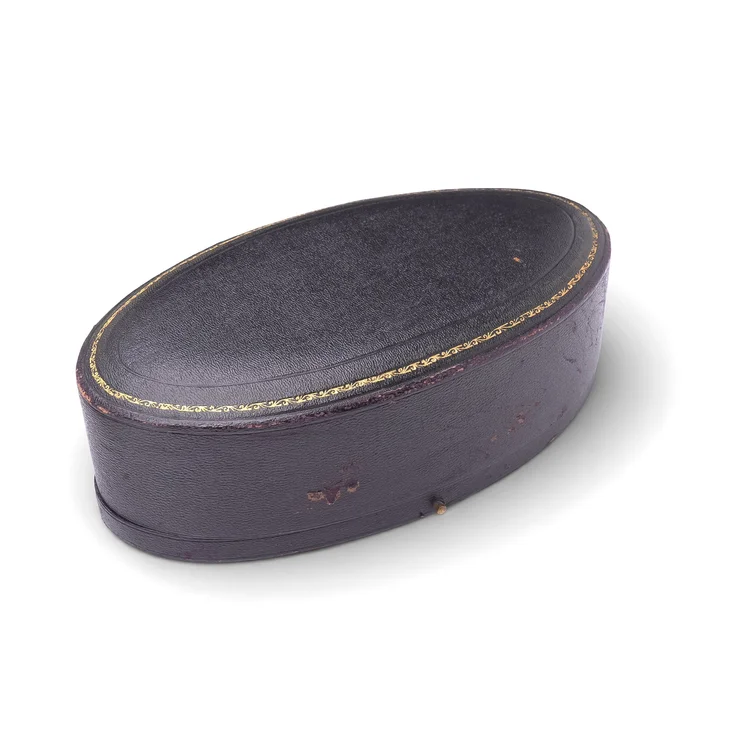 Victorian Antique Black Oval Jewellery Box (Velvet Interior)