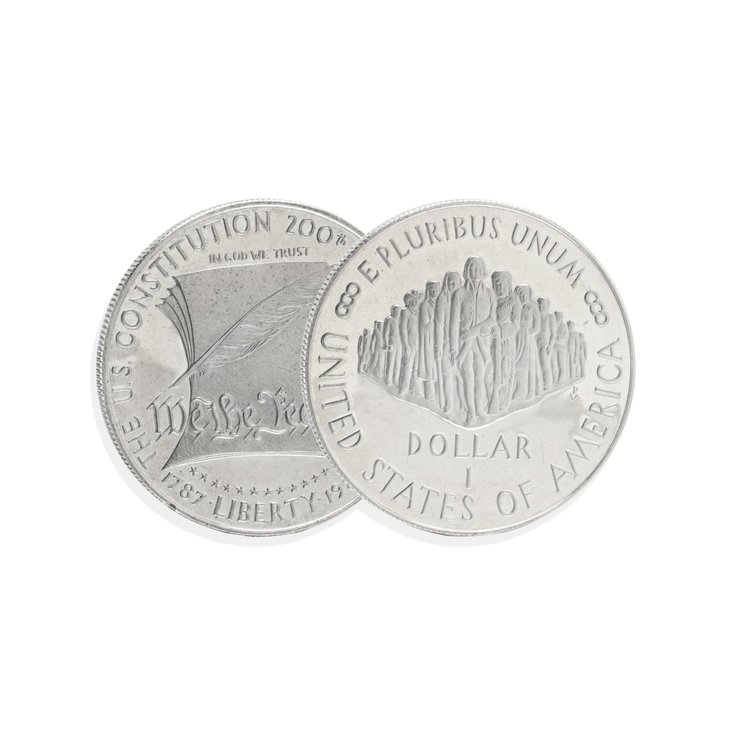 United States Constitution Bicentennial 1987 Silver Dollar, US Commemorative Coin
