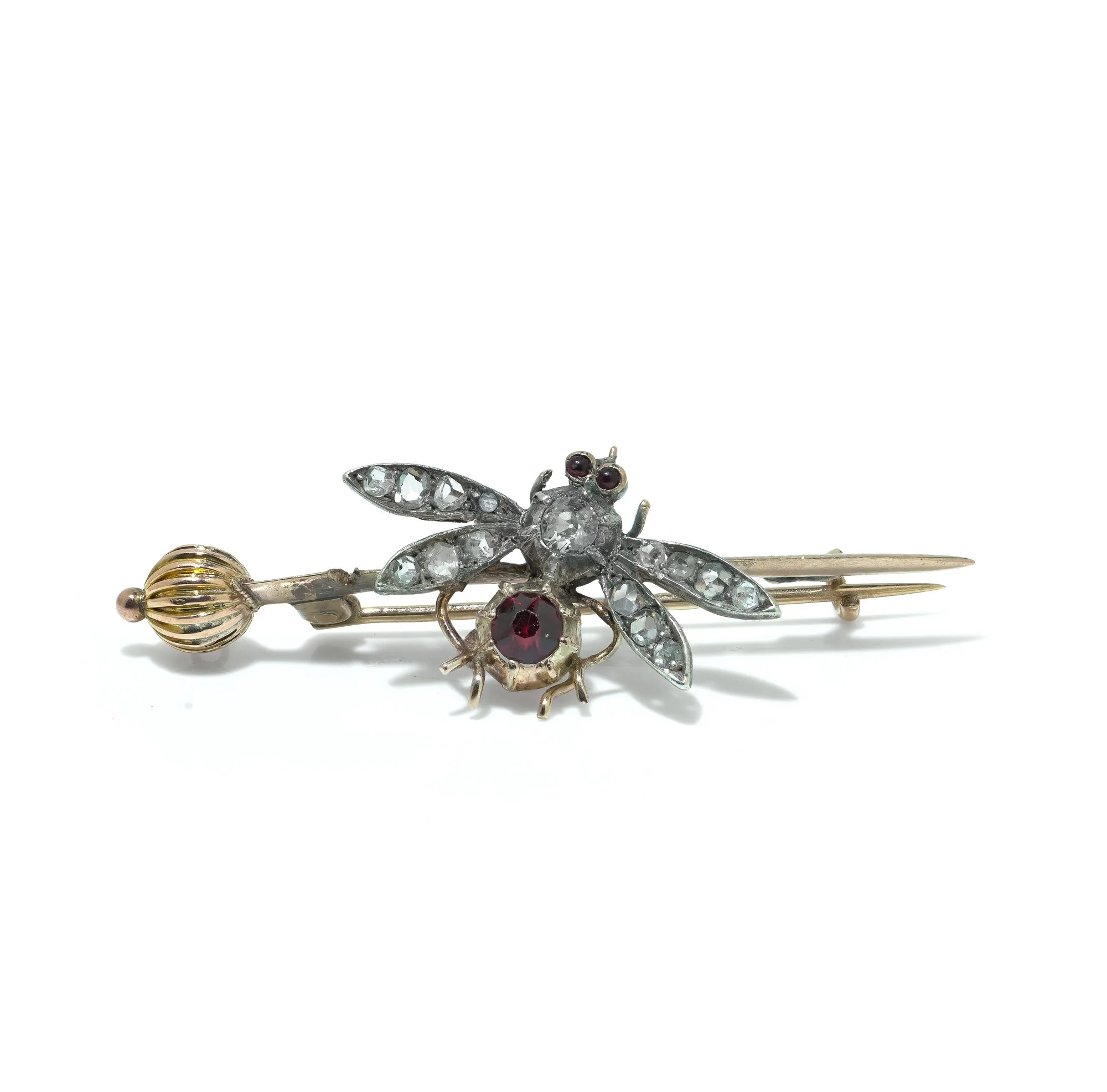 Victorian Garnet and Diamond Insect Brooch
