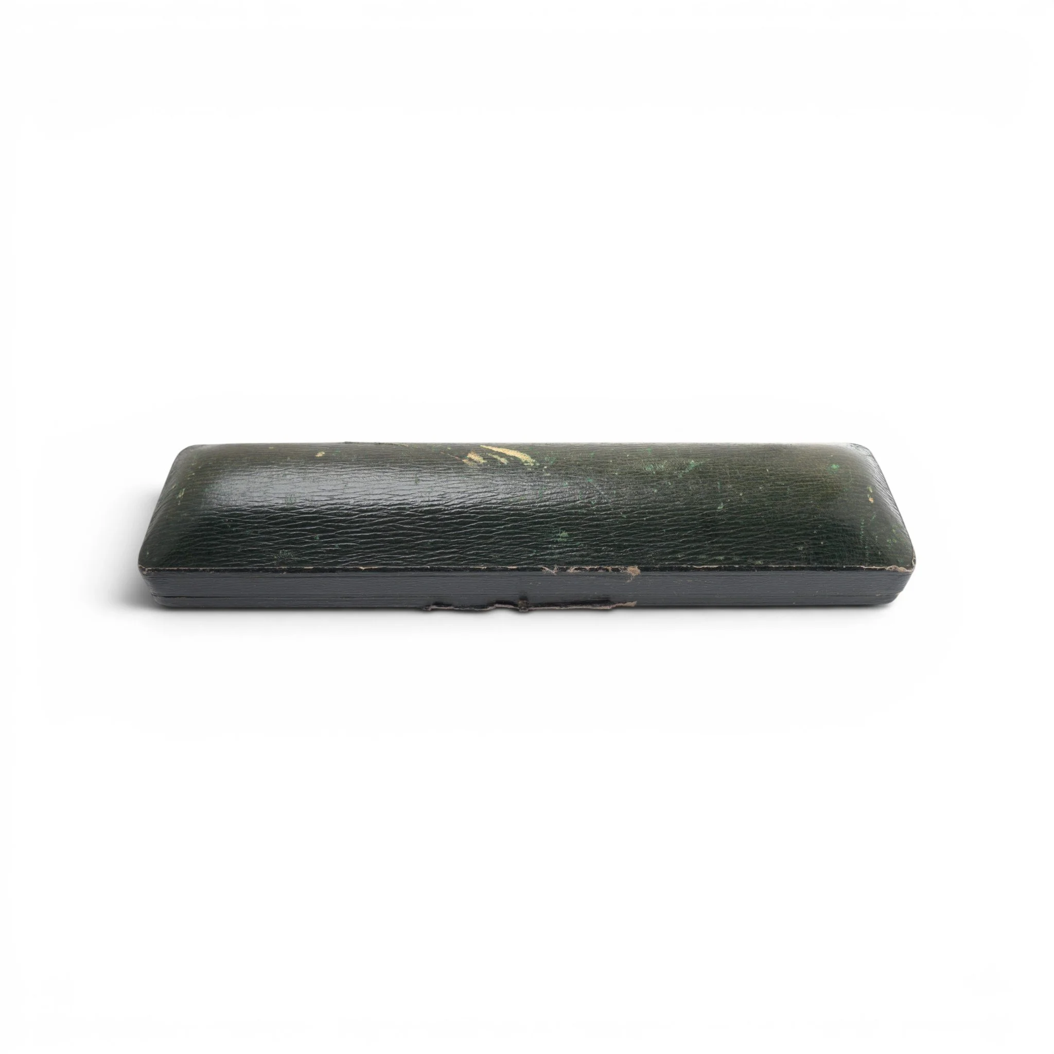 Antique A. Barrett and Sons Green Leather Long Jewellery Box