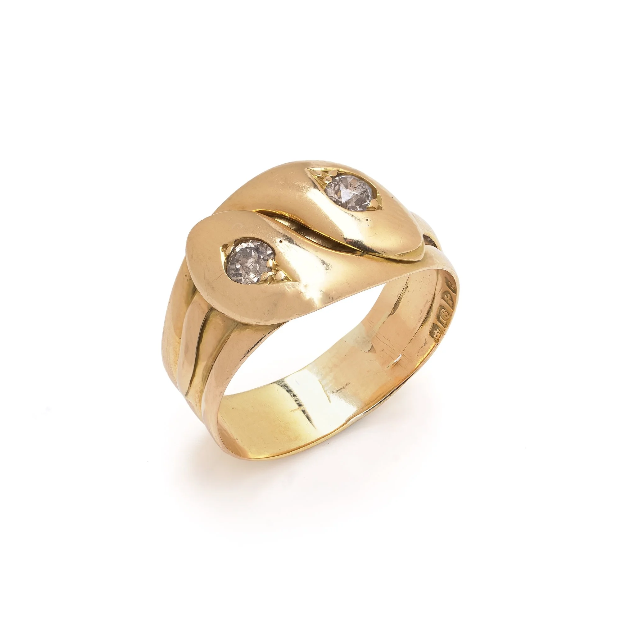 Antique 18KT Gold Diamond Snake Ring