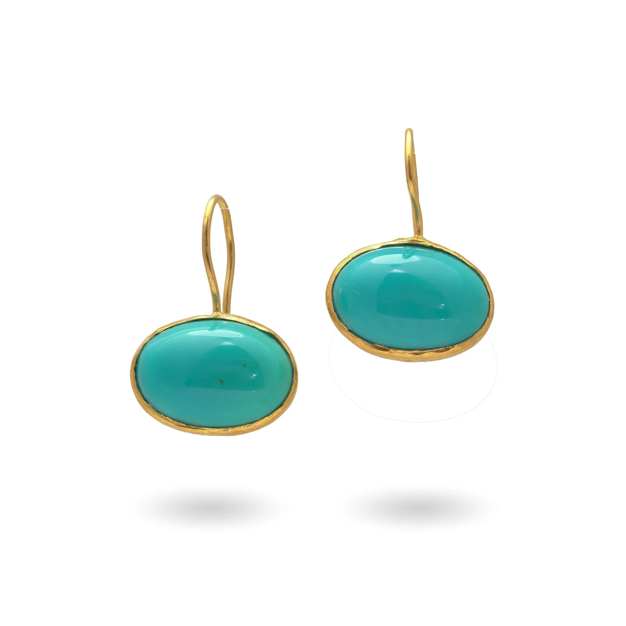 Antique Early 20th Century 18KT Gold Turquoise Drop Earrings