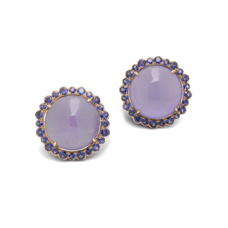 Vintage 1970s 18KT Gold Sapphire & Chrysoberyl Clip Earrings