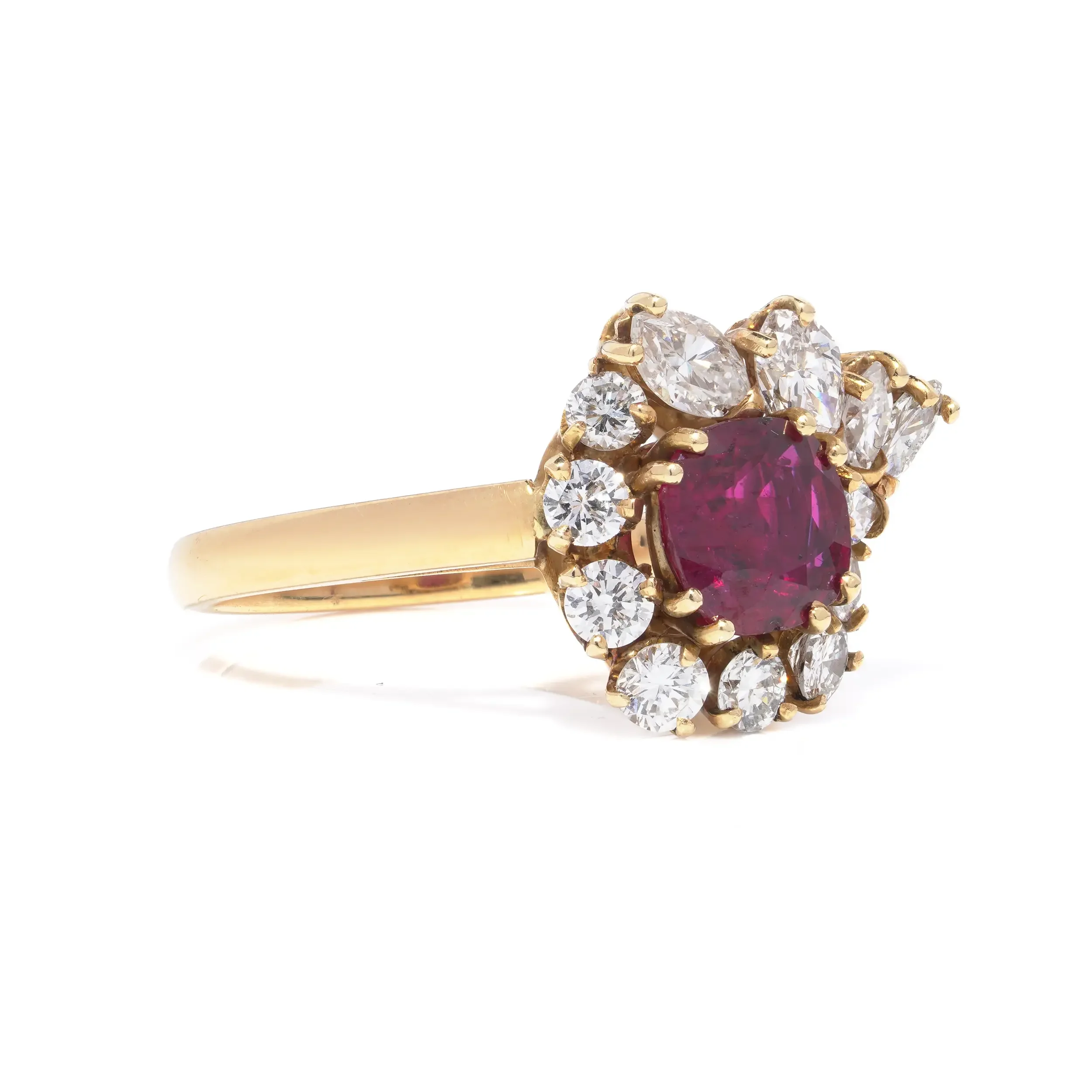 18kt-gold-natural-ruby-marquise-diamond-cluster-ring-uk-l-half-Mozeris-Fine-Antiques2.webp