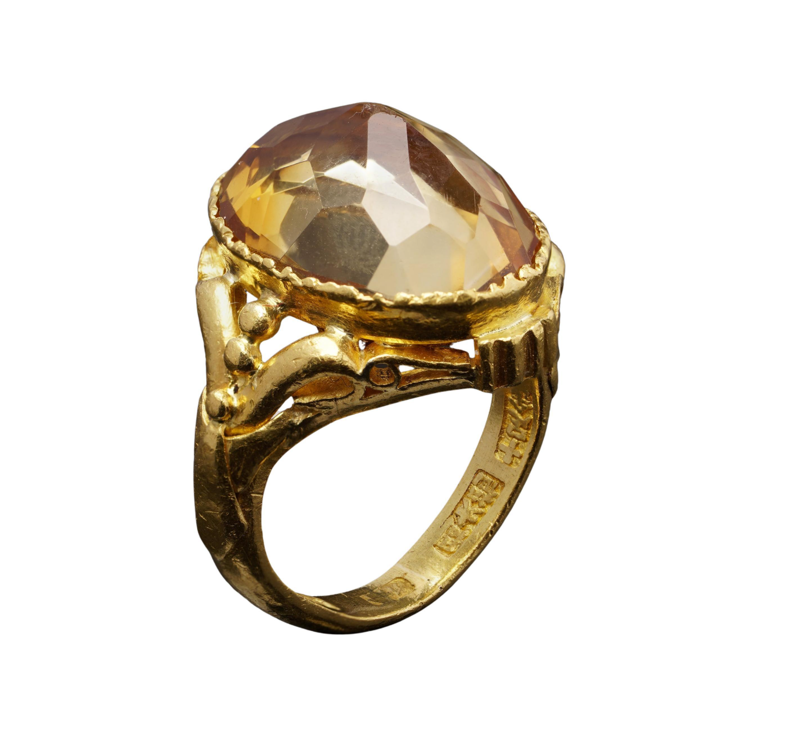 Chinese 23kt yellow gold citrine ring