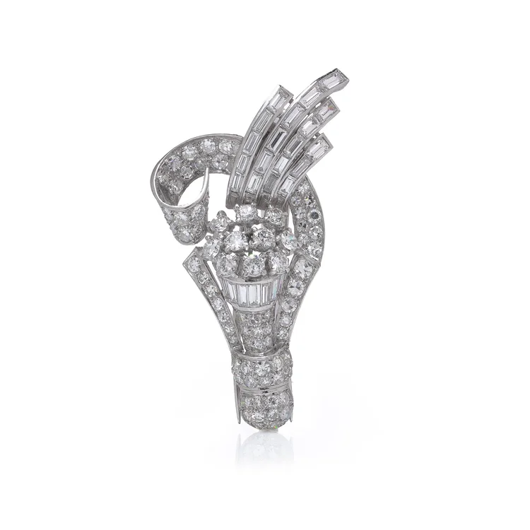 Platinum Diamond Brooch Circa 1930's