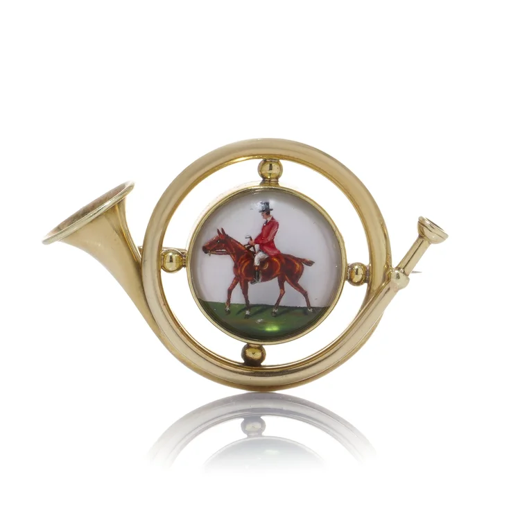 Marcus & Co. Art Nouveau 14KT yellow gold Essex Crystal Brooch