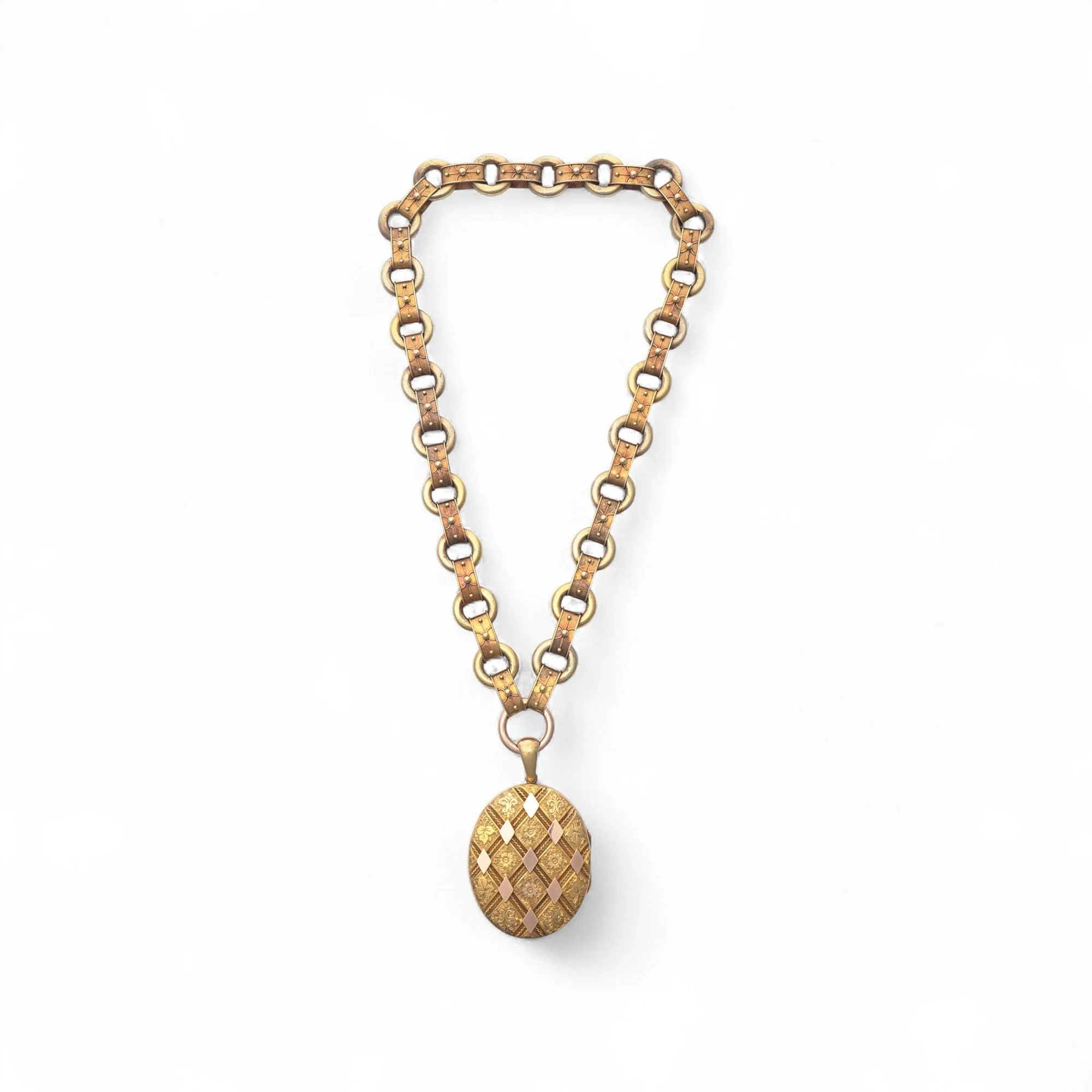 Victorian 22kt Gold Locket Pendant with 20kt Chain Necklace