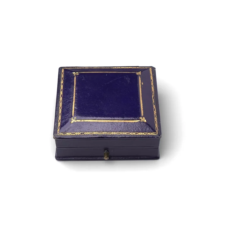Antique Purple Leather Jewellery Box, Early 20th Century