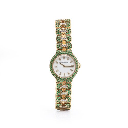 Tiffany & Co. Tesoro 18KT Gold Emerald & Diamond Watch