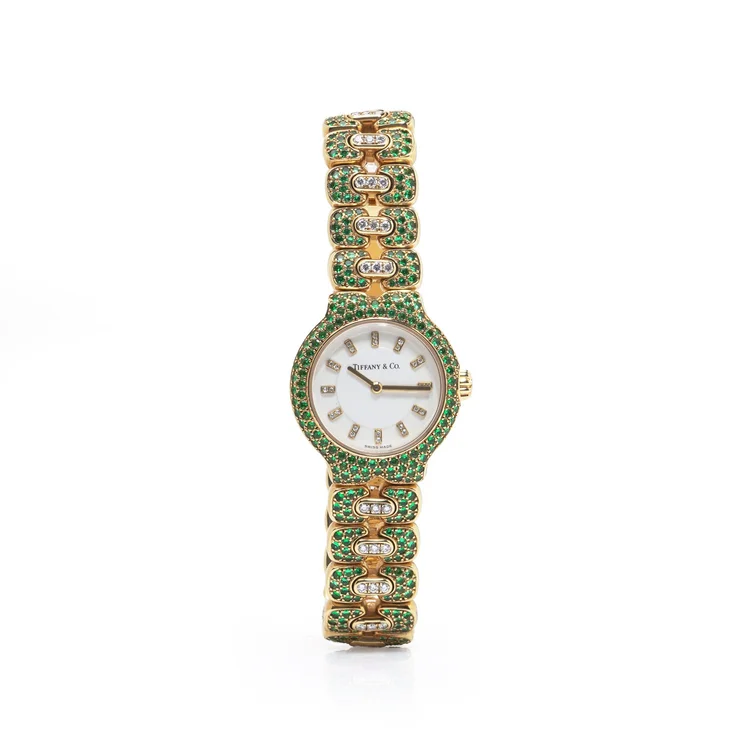 Tiffany & Co. Tesoro 18KT Gold Emerald & Diamond Watch