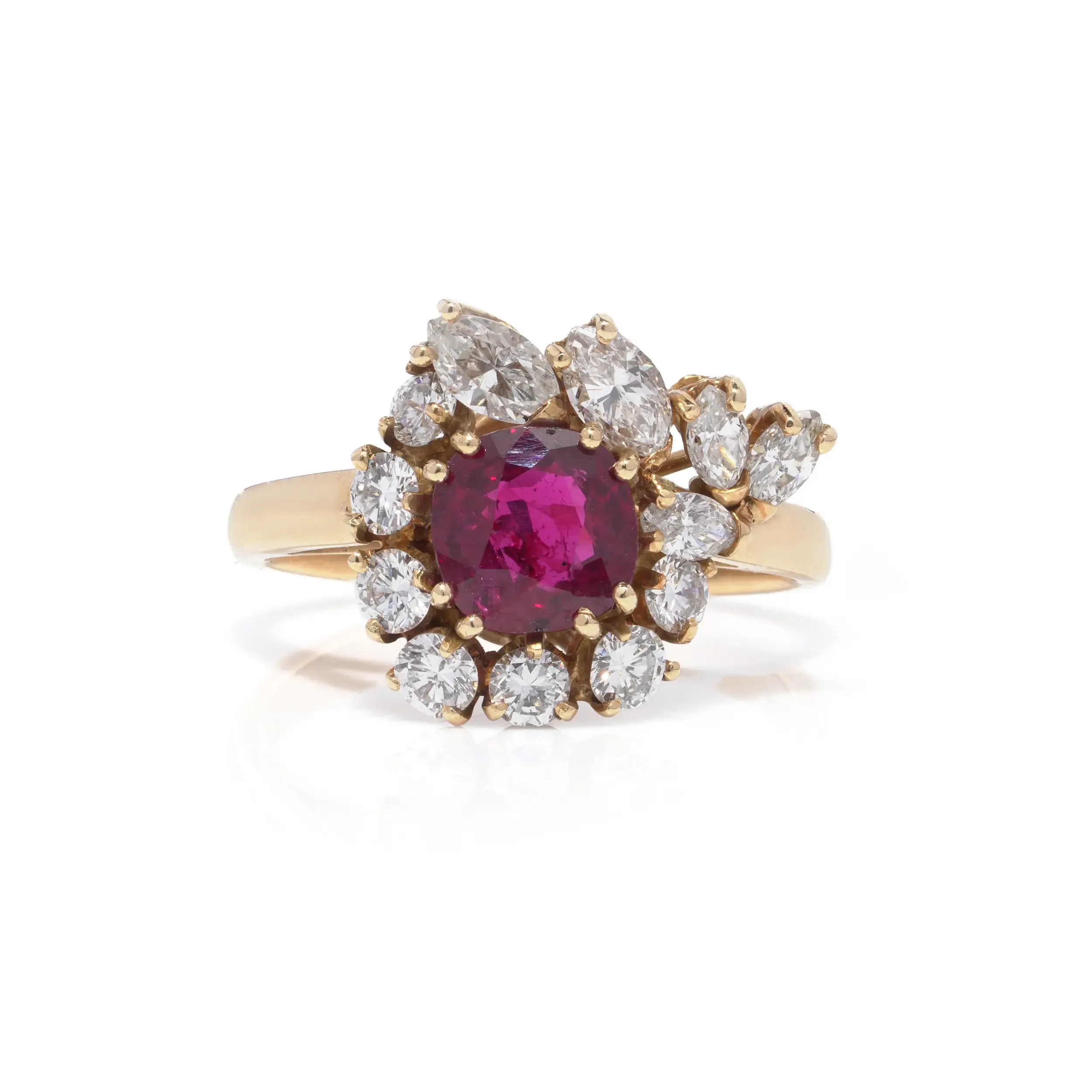 18kt-gold-natural-ruby-marquise-diamond-cluster-ring-uk-l-half-Mozeris-Fine-Antiques1.webp
