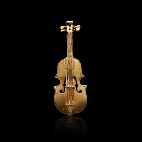 Vintage 18KT Gold Violin Brooch