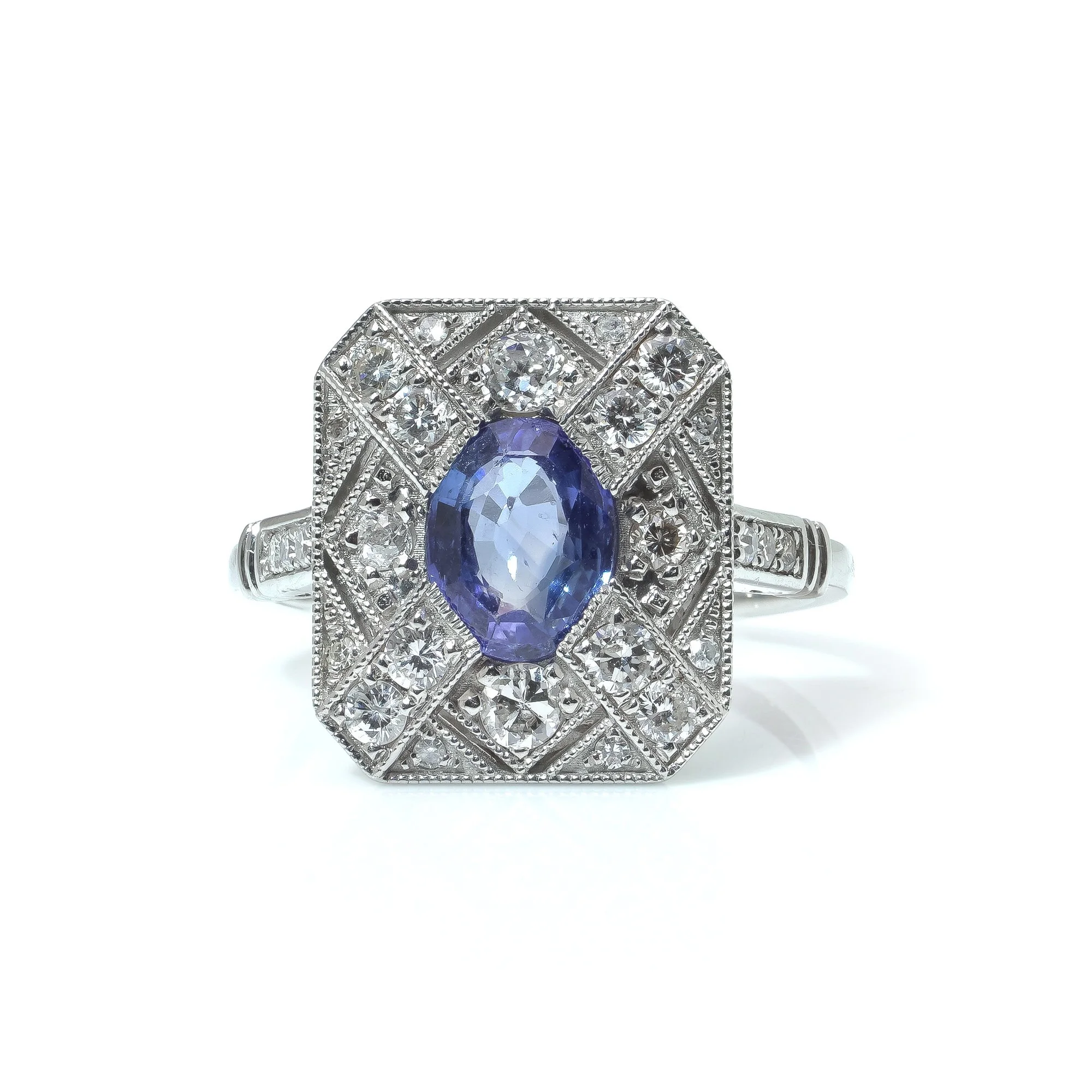 Art Deco Style Sapphire and Diamond Ring