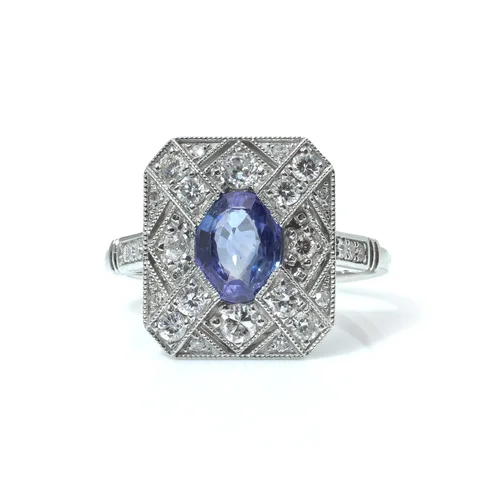 Art Deco Style Sapphire and Diamond Ring