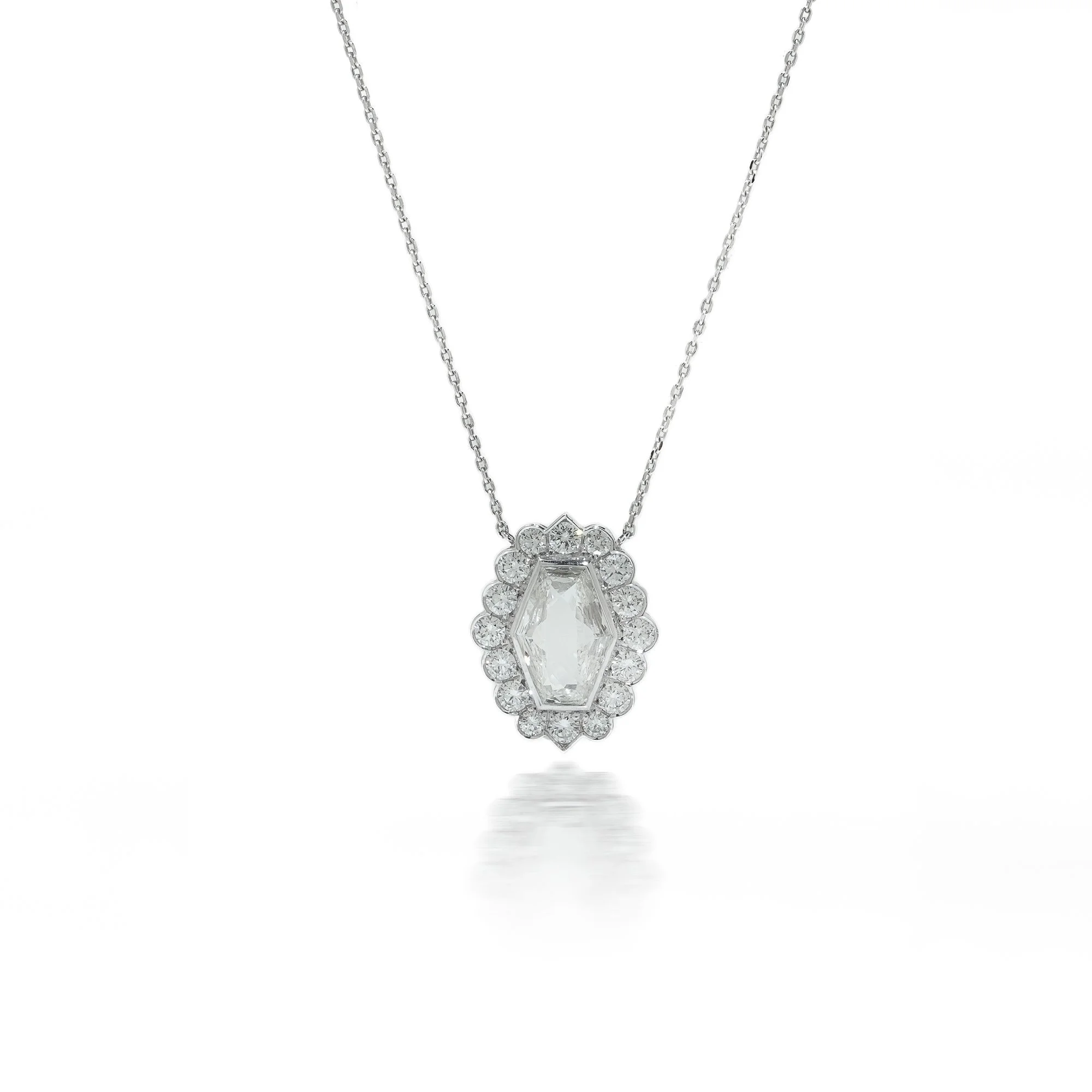 Garrard 18KT White Gold GIA 2.98ct Diamond Pendant Necklace