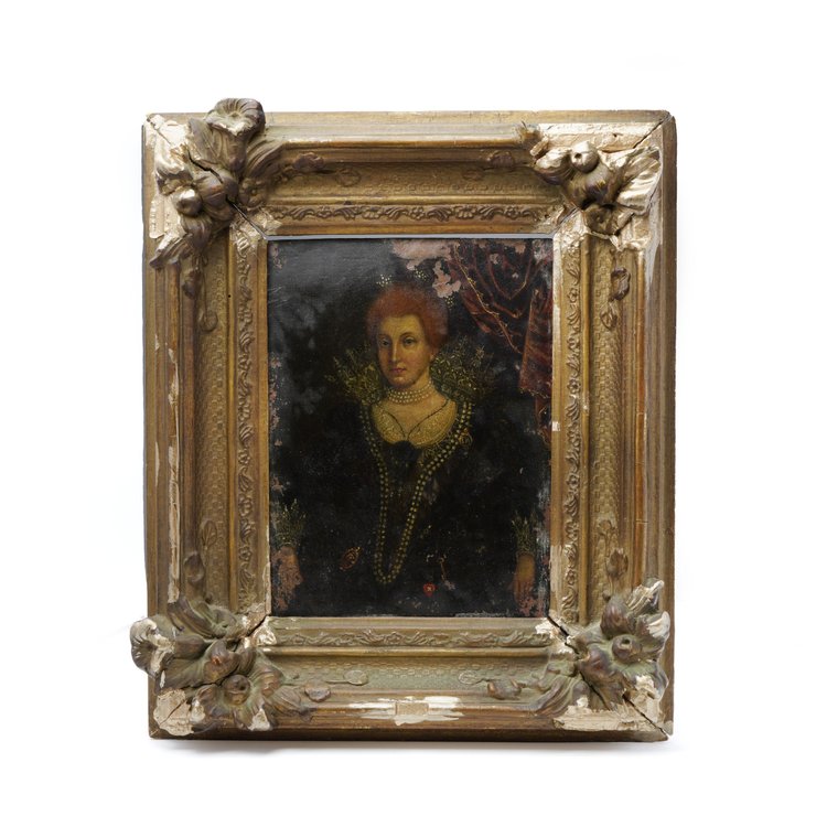 Antique Portrait of Anne of Denmark, attributed to a Follower of Paul van Somer