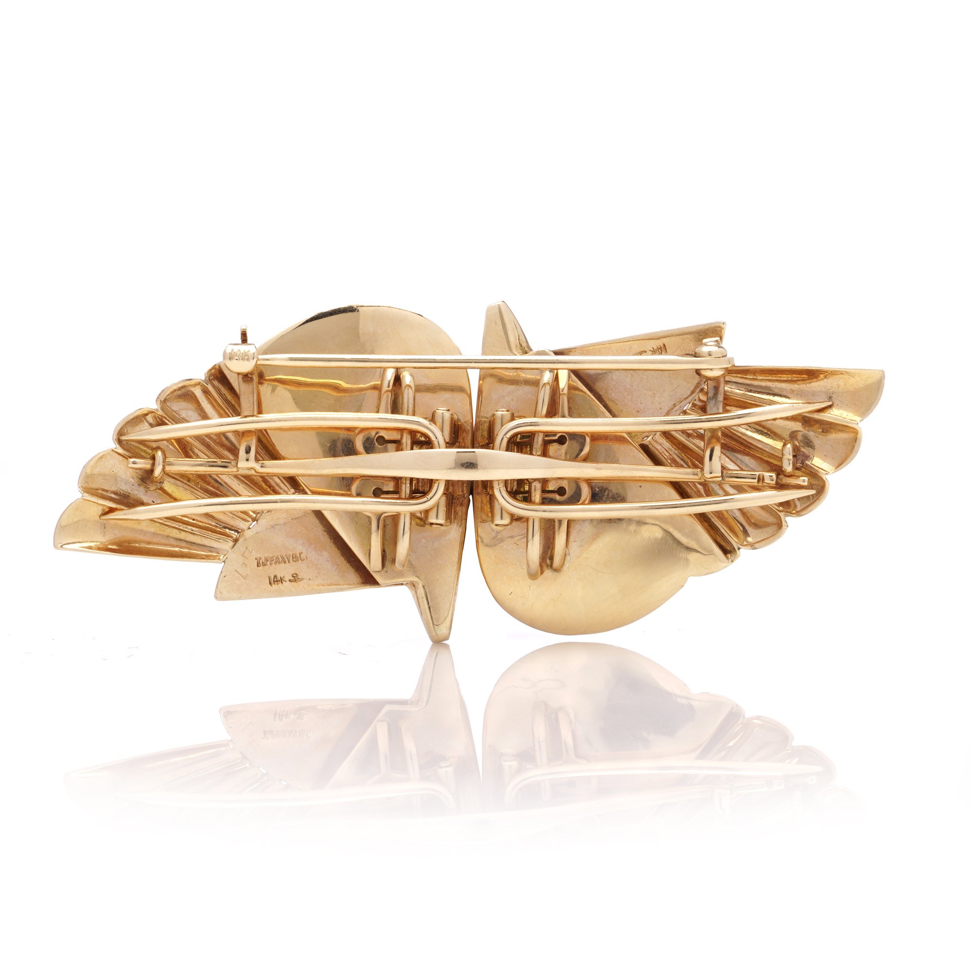 TIFFANY AND CO 14KT GOLD WING DOUBLE CLIP 3.jpg