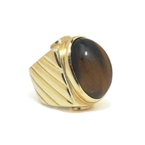 Vintage 1970s 18KT Gold Tiger’s Eye Ring