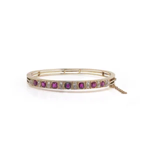 Victorian Burma ruby and diamond bangle in 18KT gold