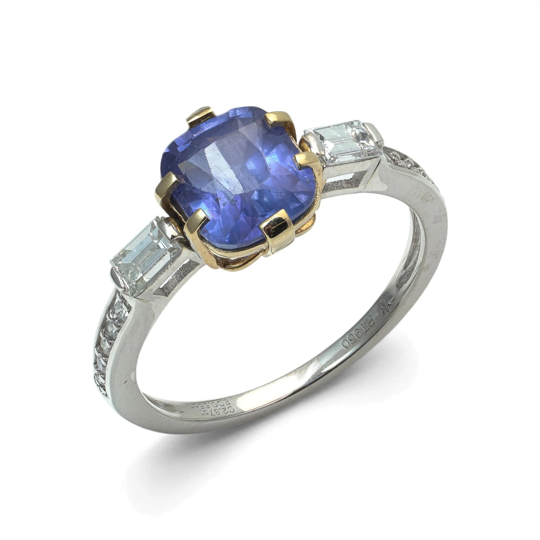 Platinum 2.87 ct Ceylon No Heat Sapphire and Diamond Ring