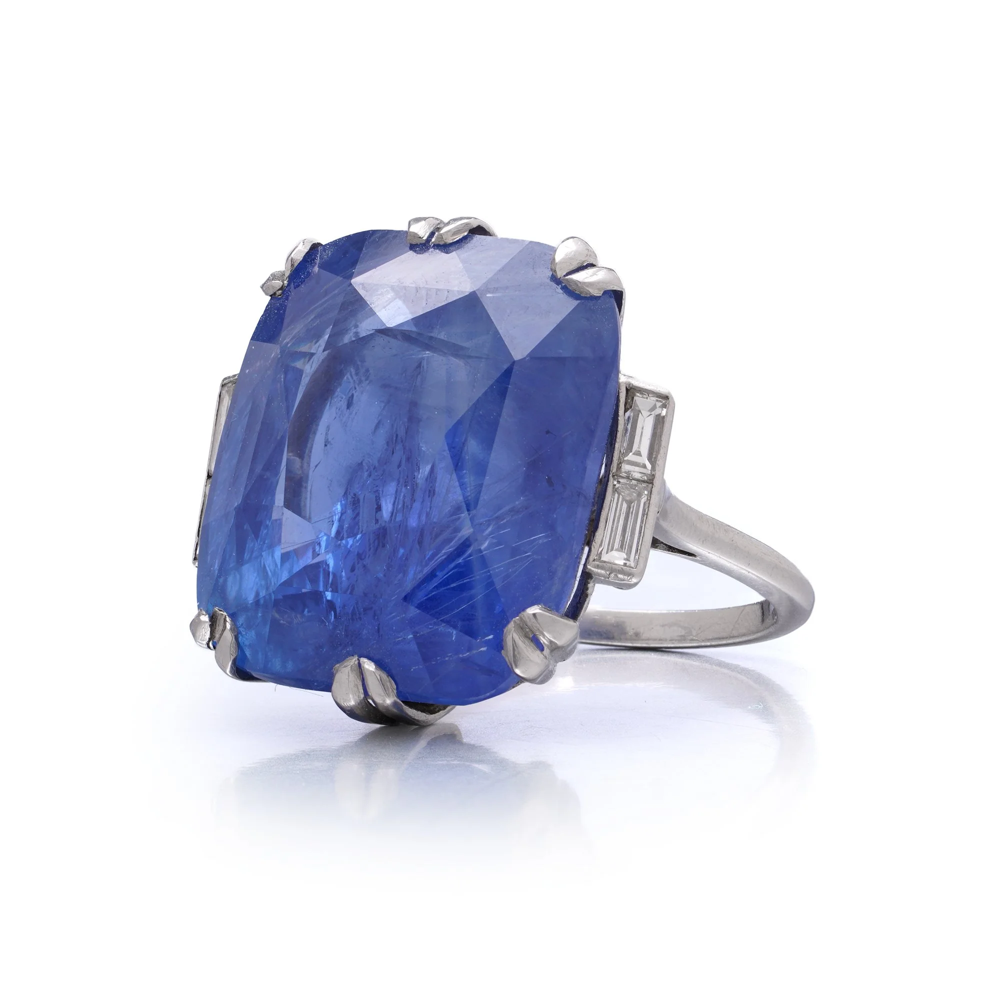 Platinum 36.83 ct. Unheated Burma Sapphire and Diamond Cocktail Ring