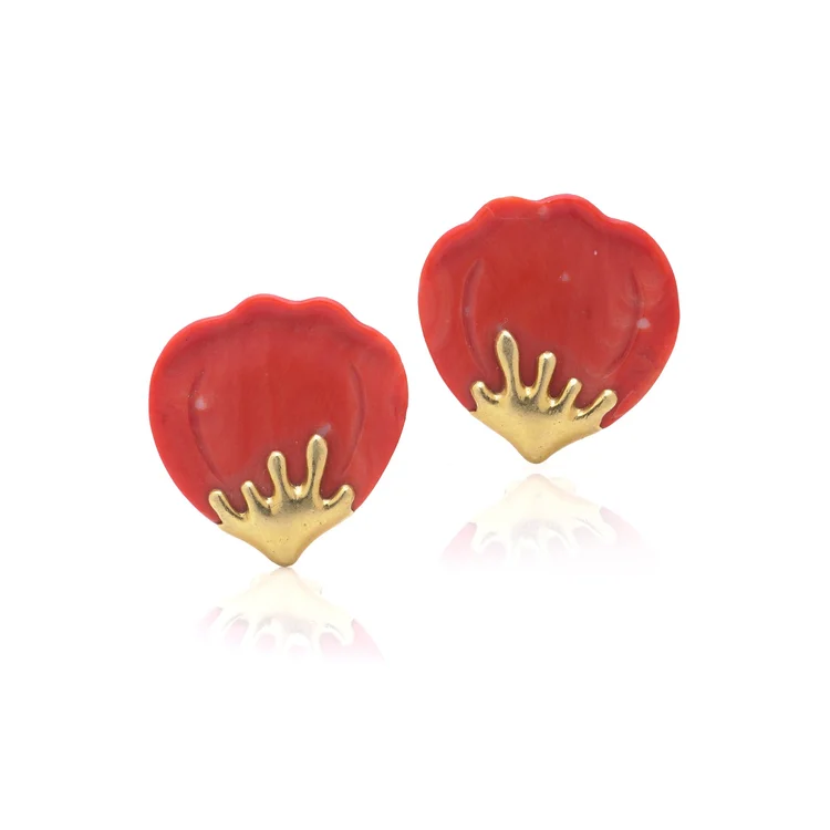 Tiffany & Co. 1977 Angela Cummings Petals Earrings in 18KT Gold & Pink Quartz