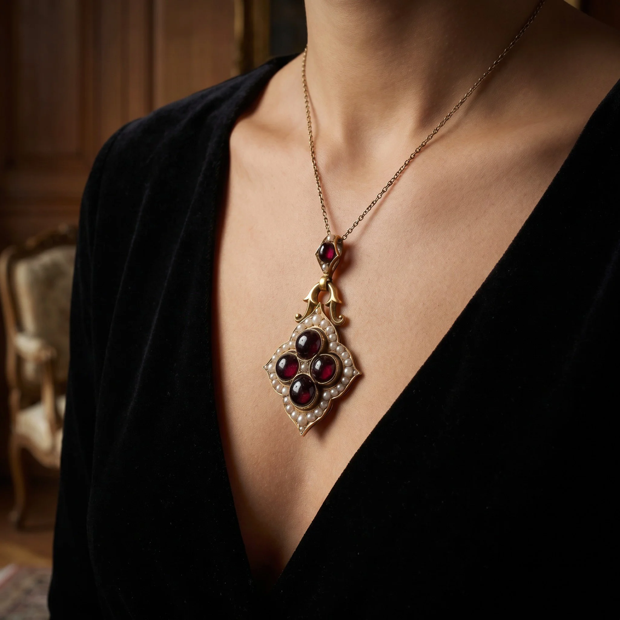 Victorian Garnet and Pearl Pendant.jpg