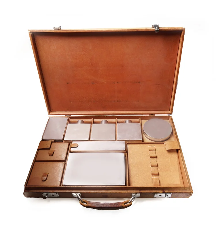 Cartier Sterling Silver Gentlemans Fitted Leather Vanity Case