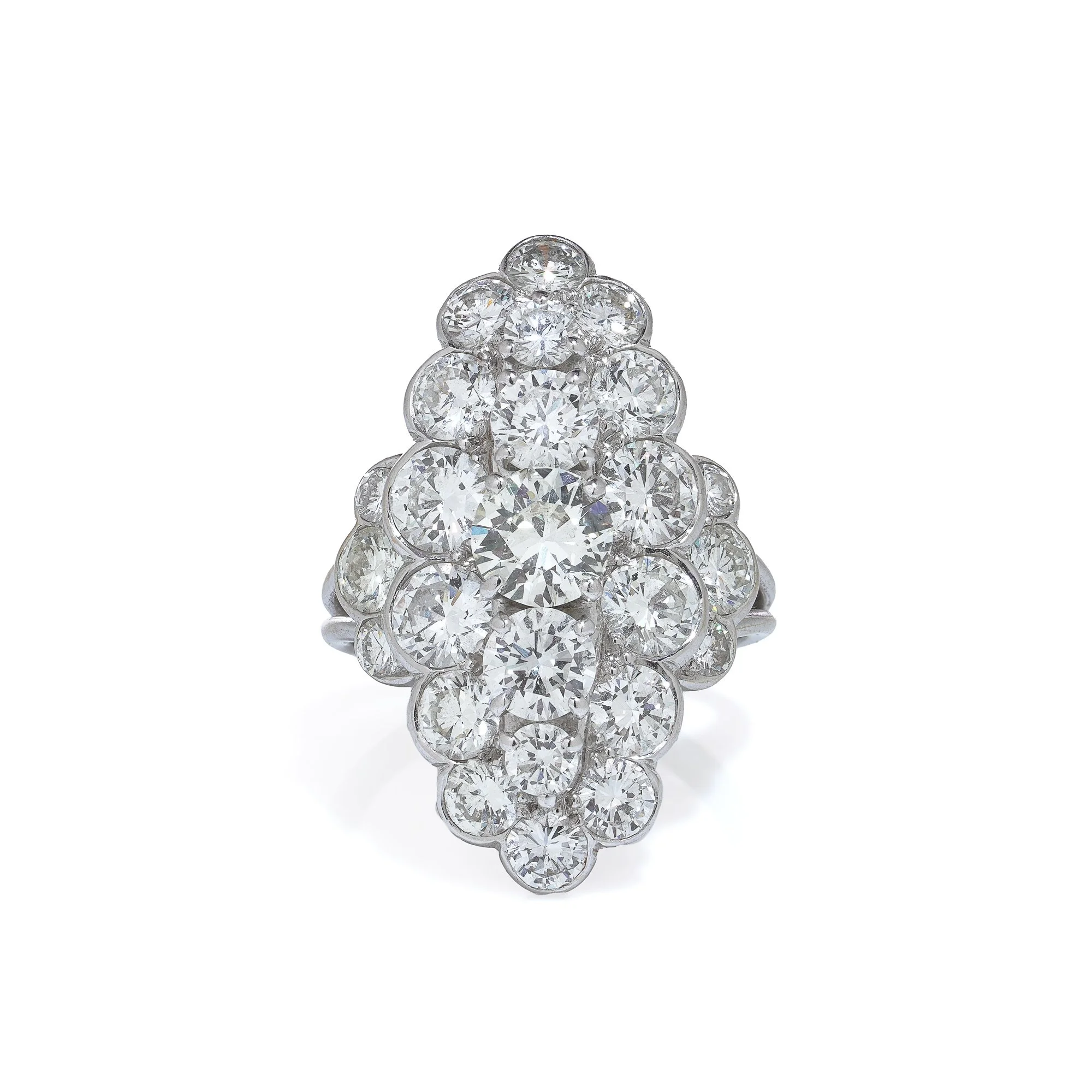 Vintage 18KT White Gold Diamond Cluster Ring