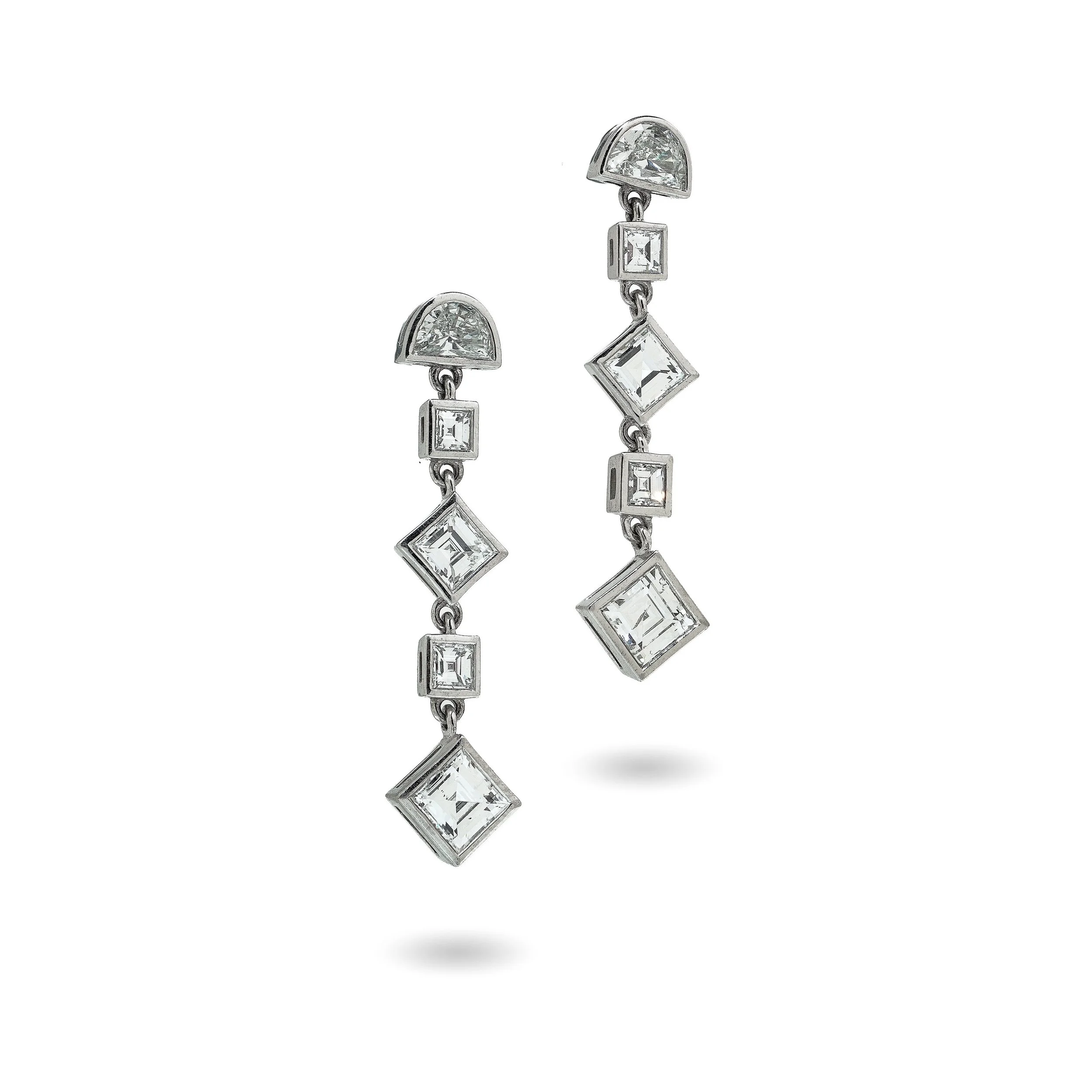 Platinum Diamond Drop Earrings 2.80ct Total