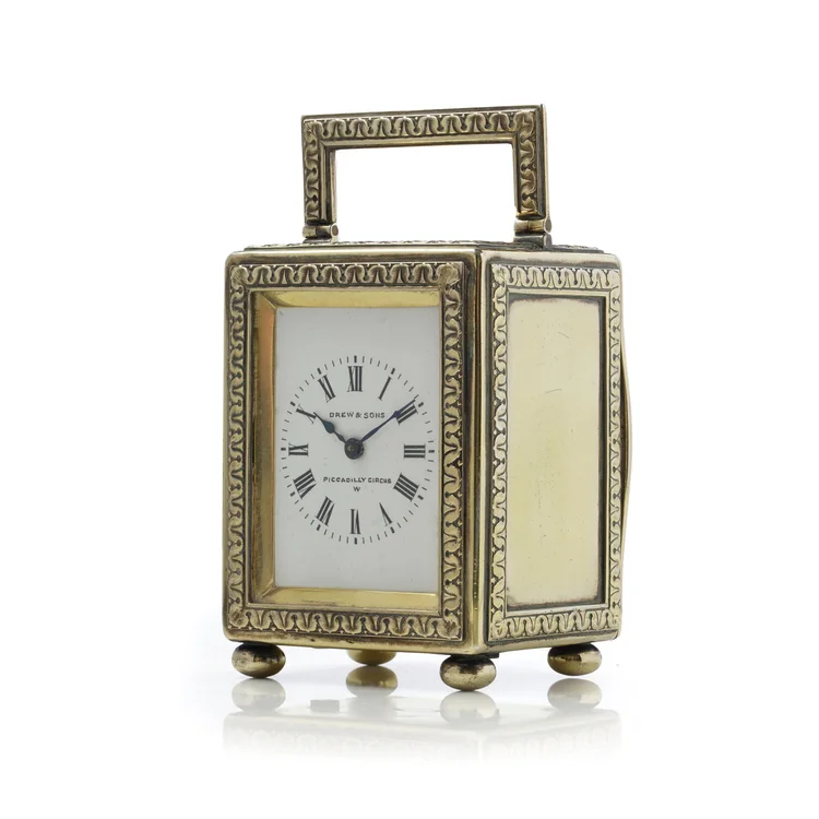 Edwardian Silver-Gilt Carriage Clock by Drew & Sons, London, 1913