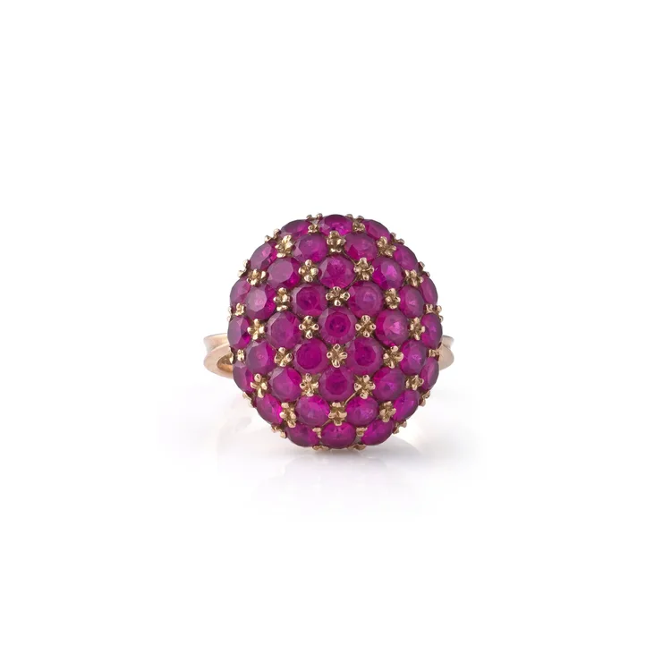 Vintage Ruby Cluster Ring 18KT Gold 5.4KT Rubies