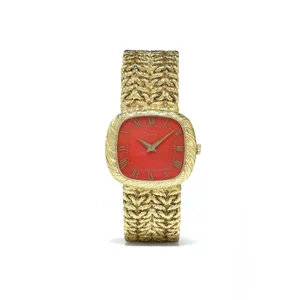 Piaget 18KT gold watch with red hardstone dial
