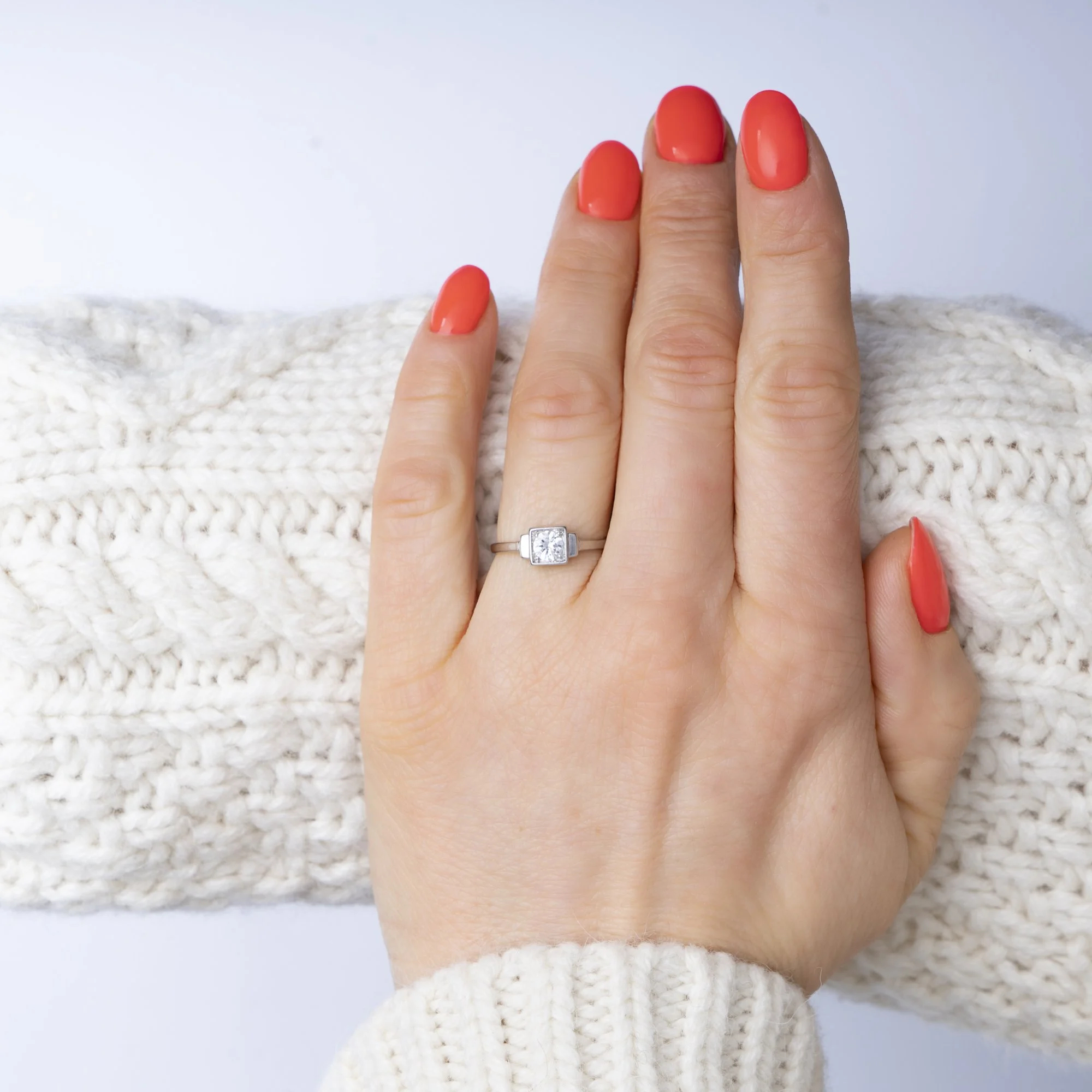 Platinum diamond solitare ladies ring